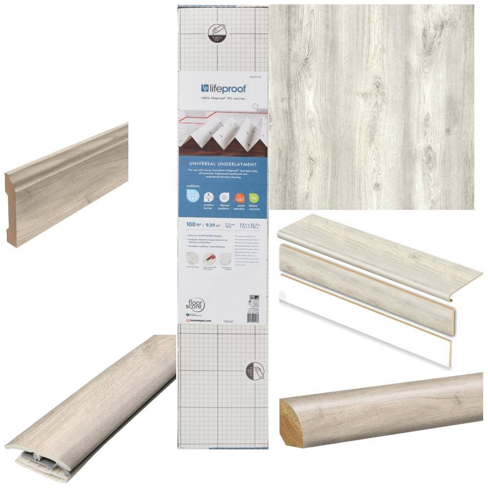 Lifeproof Chiffon Lace Oak 22 MIL Vinyl Plank Flooring Bundle The