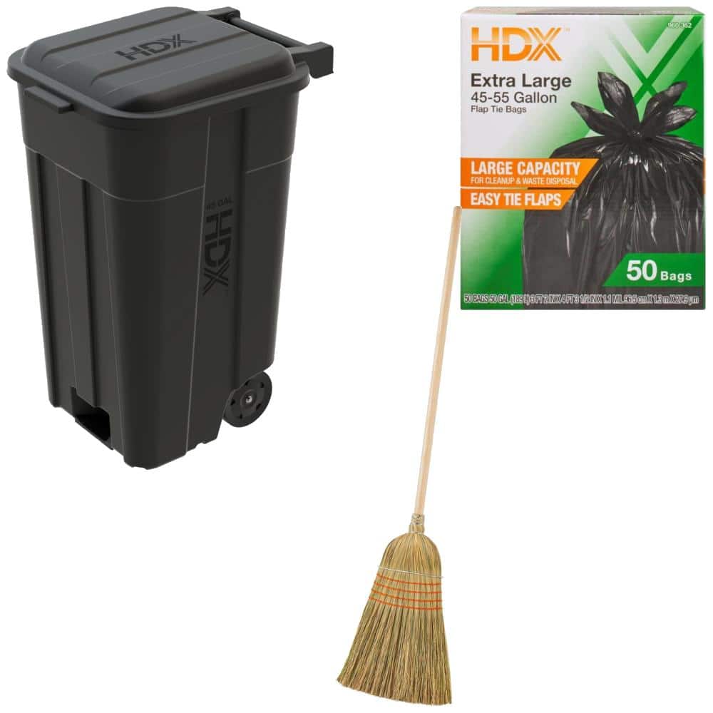 HDX Garage Cleaning Basics with 45 Gal. Trash Can Bundle - The