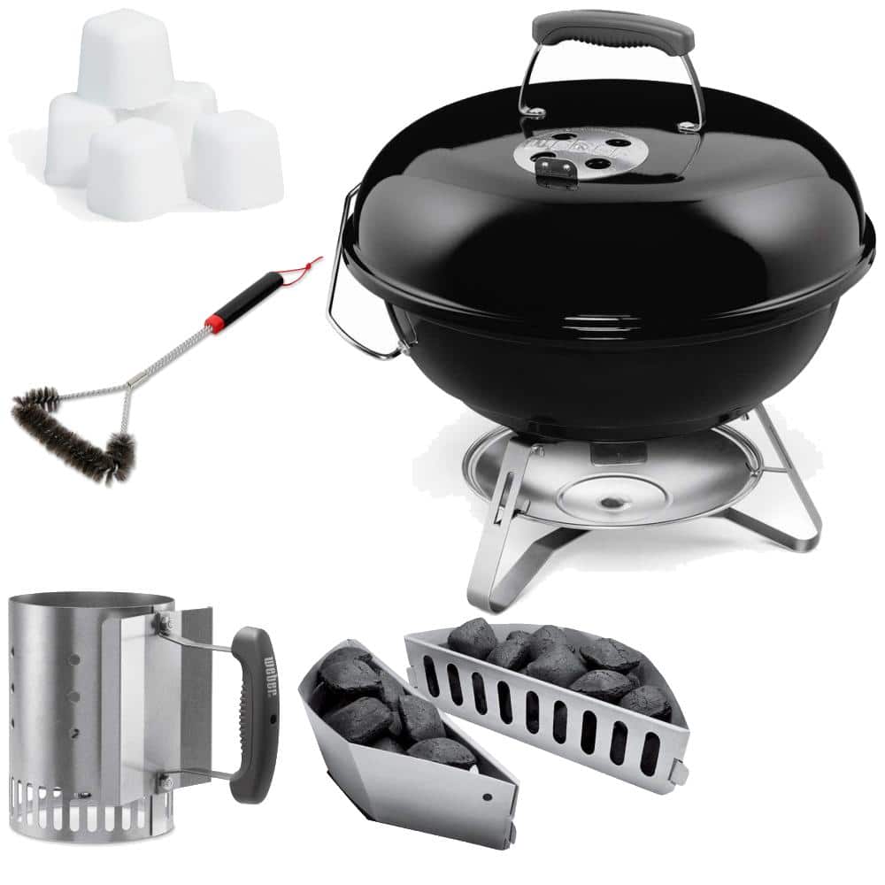 Jumbo Joe 18 in. Portable Charcoal Grill in Black Bundle - The